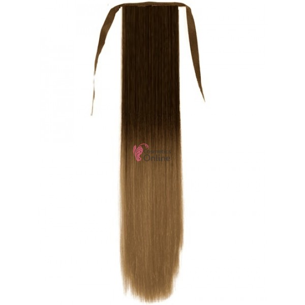 Extensie de par coada dreapta cu snur 65  cm  Ombre Saten Inchis cu Saten Mediu Ash CYF7154218T6A